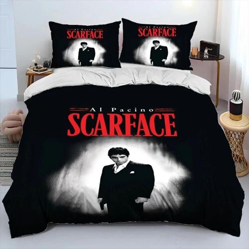 Parure De Lit Imprimee En 3d Avec Housse De Couette Et Taie D'oreiller Motif Scarface Et Tony, Pour Lit King Size Et Queen Size