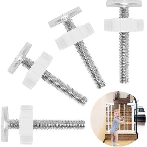4pcs Raccord À Pression Pour Portes D'escalier Et De Porte Porte Pour Bébé M10 Barrière De Sécurité Pour Bébé Tiges À Pression,Blanc