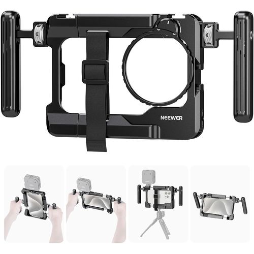 NEEWER Rig vidéo Universel pour Smartphone avec Adaptateur Filtre 67mm Griffe Anti-Chute pour DJI Micro Stabilisateur Cage Téléphone pour Vidéo pour iPhone 16 Pro Max S24 Ultra Pixel 9 Pro, PA017