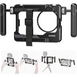 NEEWER Rig vidéo Universel pour Smartphone avec Adaptateur Filtre 67mm Griffe Anti-Chute pour DJI Micro Stabilisateur Cage Téléphone pour Vidéo pour iPhone 16 Pro Max S24 Ultra Pixel 9 Pro, PA017
