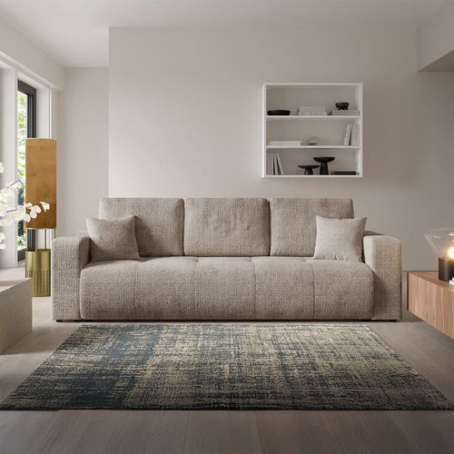 Canapé 3 Places En Tissu Texturé Taupe