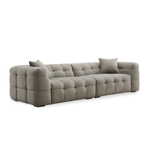 Canapé Droit 4 Places En Tissu Taupe