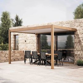 Pergola Bioclimatique Adossée 3x4m En Aluminium Bois Blanc