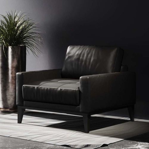 Fauteuil En Cuir Naturel Gris Ombré