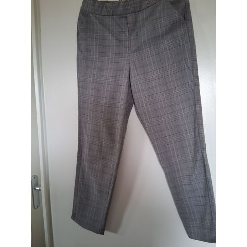 Pantalon "Zara" À Carreaux Gris Et Noir "Femme