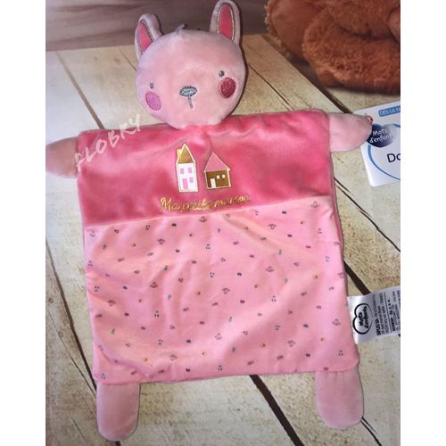 Doudou Lapin Mots D'enfants Rose Ma Petite Maison Peluche Bebe Jouet