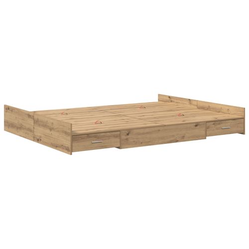 Vidaxl Cadre De Lit Avec Rangement Chêne Artisanal 140 X 190 Cm