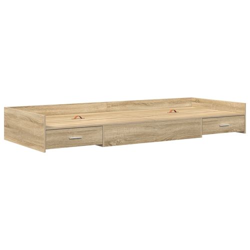 Cadre De Lit Avec Tiroir Avec Tête De Lit Avec Stockage Chêne Sonoma 75 X 190 Cm