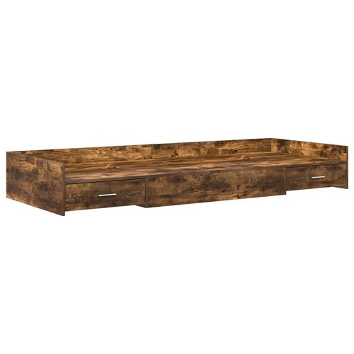 Cadre De Lit Avec Tiroir Avec Tête De Lit Avec Stockage Chêne Fumé 80 X 200 Cm