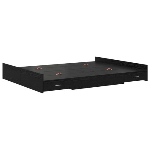 Vidaxl Cadre De Lit Avec Rangement Avec Tiroir Chêne Noir 150 X 200 Cm