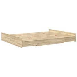 Vidaxl Cadre De Lit Avec Rangement Chêne Sonoma 140 X 190 Cm Melamine