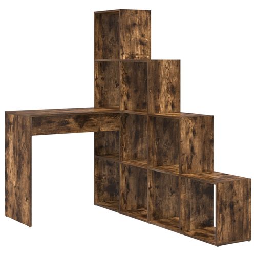 Vidaxl Bureau D'angle Avec Étagère Chêne Fumé 101.5 X 149.5 X 149.5 Cm
