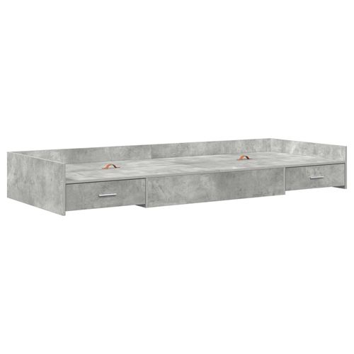 Cadre De Lit Avec Tiroir Avec Tête De Lit Avec Stockage Gris Béton 80 X 200 Cm