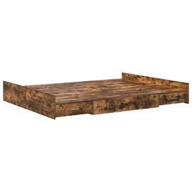 Vidaxl Cadre De Lit Avec Rangement Avec Tiroir Chêne Fumé 140 X 190 Cm