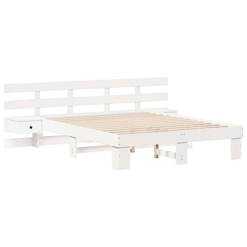 Vidaxl Cadre De Lit Avec Tiroir Blanc 140 X 200 Cm
