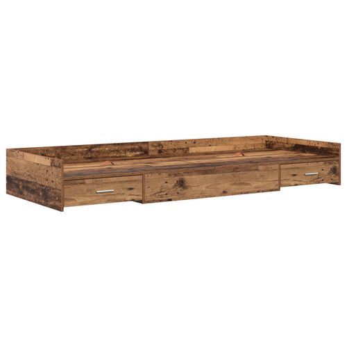 Cadre De Lit Avec Tiroir Avec Tête De Lit Avec Stockage Bois Ancien 100 X 200 Cm