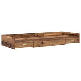 Cadre De Lit Avec Tiroir Avec Tête De Lit Avec Stockage Bois Ancien 100 X 200 Cm