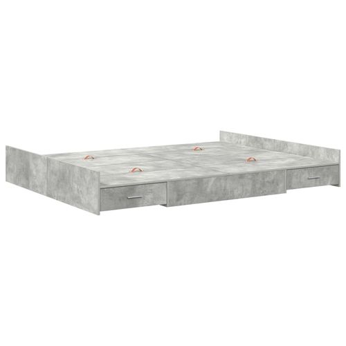 Vidaxl Cadre De Lit Avec Rangement Avec Tiroir Gris Béton 140 X 200 Cm