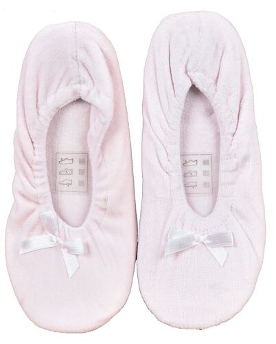Pantoufles Femme Infinitif Chaussons Ballerines Ballerines Velours Noeud Rose