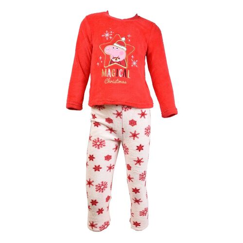 Pyjama Fille Licence : Minnie, Looney Tunes, Minions, Peppa Pig En Coton Ultra Confort Peppa Pig Hs2171 Rouge Polaire