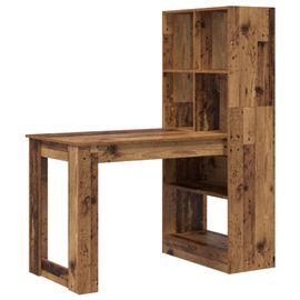 Vidaxl Bureau Avec Étagère Avec Stockage Bois Ancien 122 X 67 X 145 Cm
