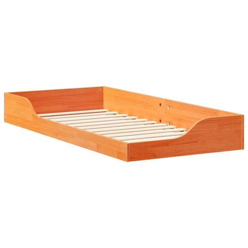 vidaXL Cadre de lit surélevé Marron cire 100 x 200 cm