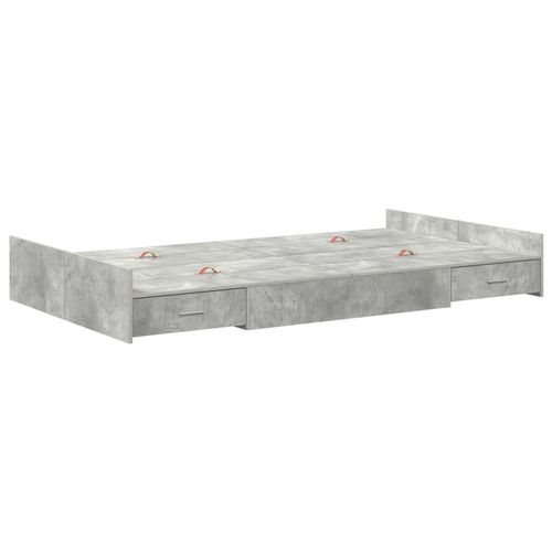 Vidaxl Cadre De Lit Avec Rangement Gris Béton 120 X 190 Cm Mdf