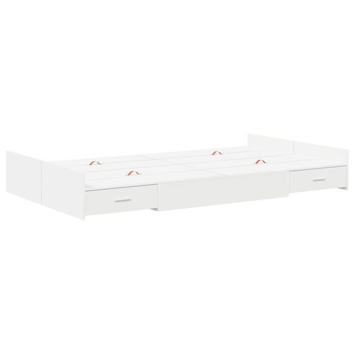Vidaxl Cadre De Lit Avec Rangement Blanc 120 X 190 Cm Bois Mélaminé