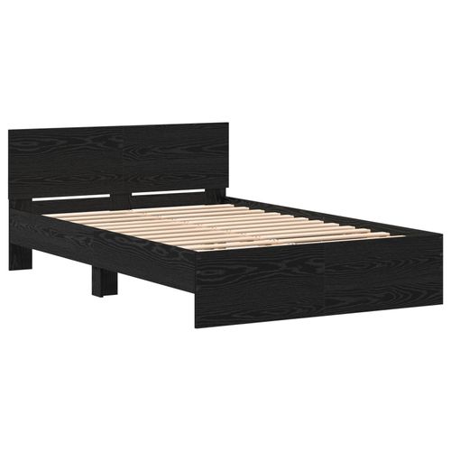 Vidaxl Cadre De Lit Avec Tête De Lit Chêne Noir 120 X 190 Cm Bois
