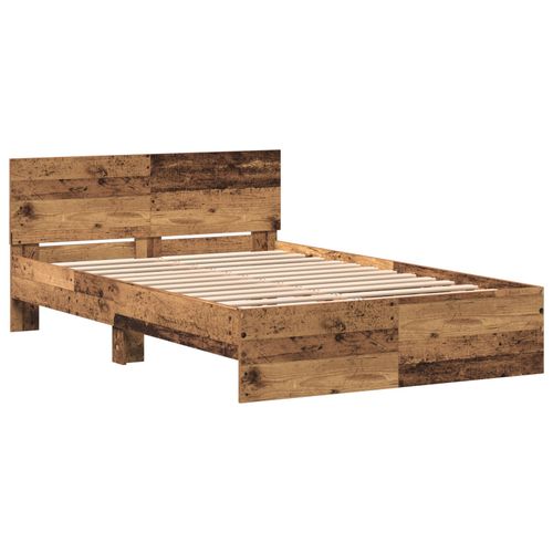 Vidaxl Cadre De Lit Avec Tête De Lit Bois Ancien 120 X 190 Cm
