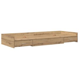 Cadre De Lit Avec Tiroir Avec Tête De Lit Avec Stockage Chêne Artisanal 100 X 200 Cm