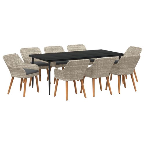 Vidaxl Ensemble De Salle À Manger 9 Pcs Gris Clair Et Noir Large