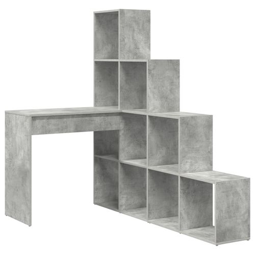 Vidaxl Bureau D'angle Avec Étagère Gris Béton 101.5 X 149.5 X 149.5 Cm