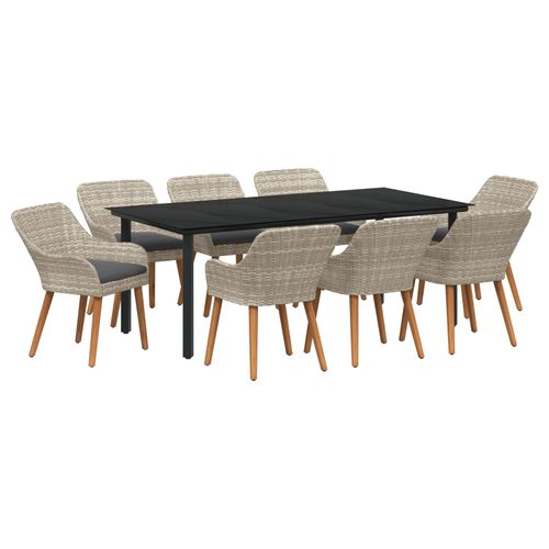 Vidaxl Ensemble De Salle À Manger 9 Pcs Gris Clair Et Noir