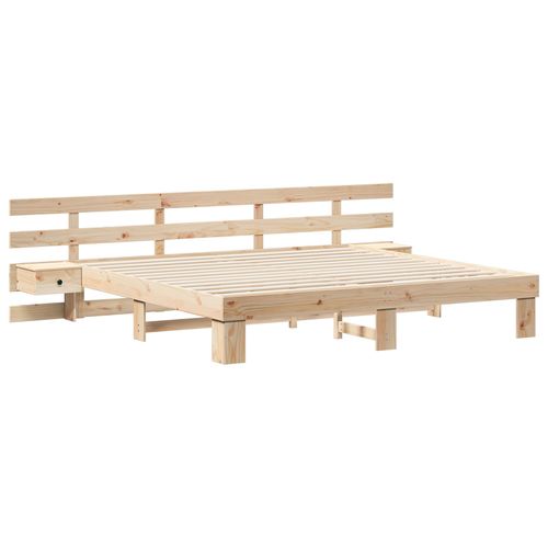 Vidaxl Cadre De Lit Avec Tiroir Marron 180 X 200 Cm Bois Massif