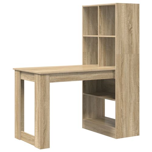 Vidaxl Bureau Avec Étagère Avec Stockage Chêne Sonoma 122 X 67 X 145 Cm