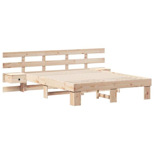vidaXL Cadre de lit avec tiroir Marron 150 x 200 cm Bois massif en pin