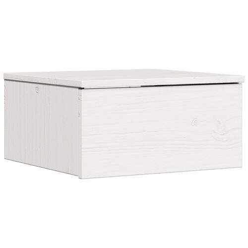 vidaXL Table de Nuit Murale Blanc 37 x 35 x 18,5 cm Bois de pin massif