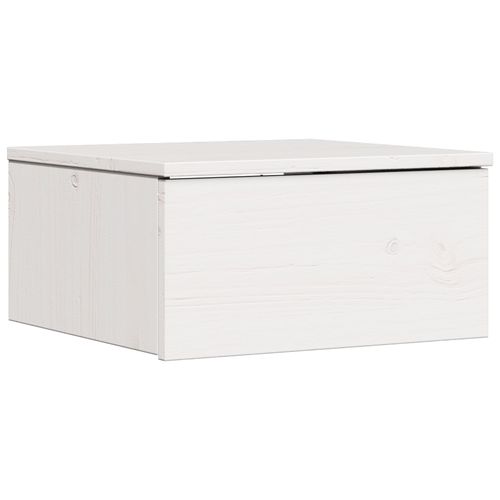 Vidaxl Table De Nuit Murale Blanc 37 X 35 X 18,5 Cm Bois De Pin Massif