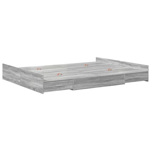 Vidaxl Cadre De Lit Avec Rangement Sonoma Gris 135 X 190 Cm
