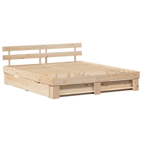 Vidaxl Cadre De Lit Avec Tiroir Marron 200 X 200 Cm Bois De Pin Massif