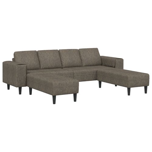 Canapé 4 Places 3 Pcs Gris Foncé 250 X 188 X 76 Cm Cuir Suédé Faux