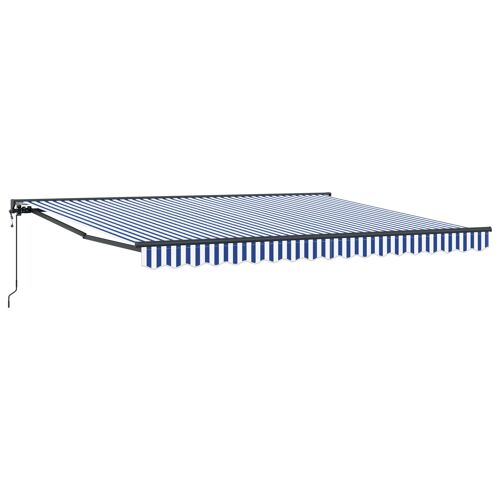 Vidaxl Auvent Rétractable Bleu Et Blanc 400x300 Cm Polyester Et Acier