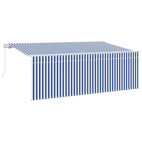 Vidaxl Auvent Rétractable Rayé Bleu Et Blanc Blanc 350 X 200 Cm