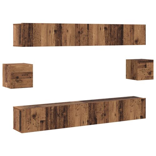 Vidaxl Ensemble Meuble Tv 6 Pcs Bois Ancien 100 X 30 X 30 Cm Bois