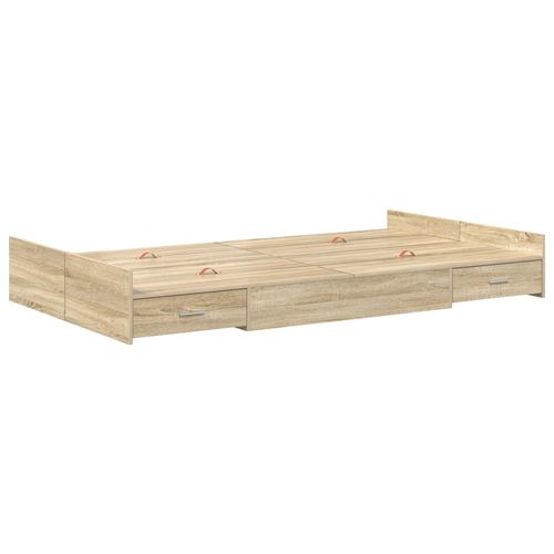 Vidaxl Cadre De Lit Avec Rangement Chêne Sonoma 120 X 190 Cm Mdf