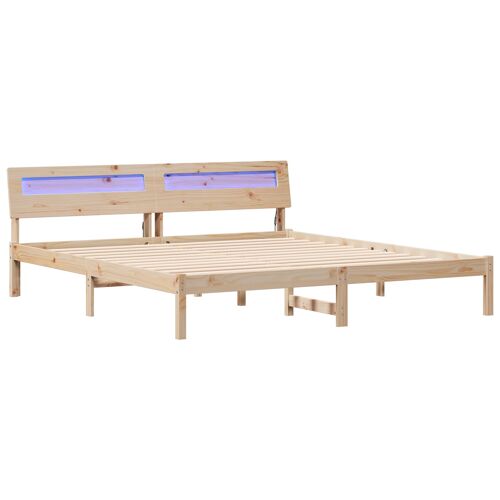 vidaXL Cadre de lit avec des lumières à LED avec tête de lit Marron 200 x 200 cm