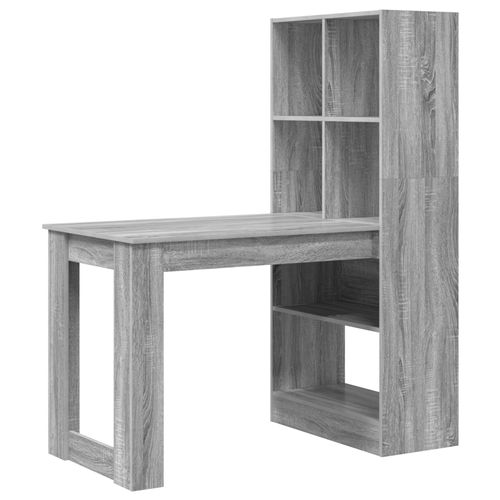 Vidaxl Bureau Avec Étagère Avec Stockage Gris Sonoma 122 X 67 X 145 Cm