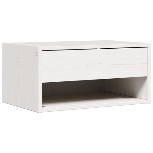 Vidaxl Table De Nuit Murale Blanc 50 X 32,5 X 24 Cm Bois De Pin Massif