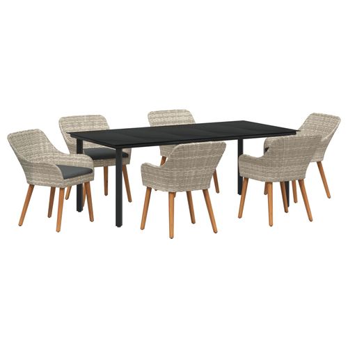 Vidaxl Ensemble De Salle À Manger 7 Pcs Gris Clair Et Noir